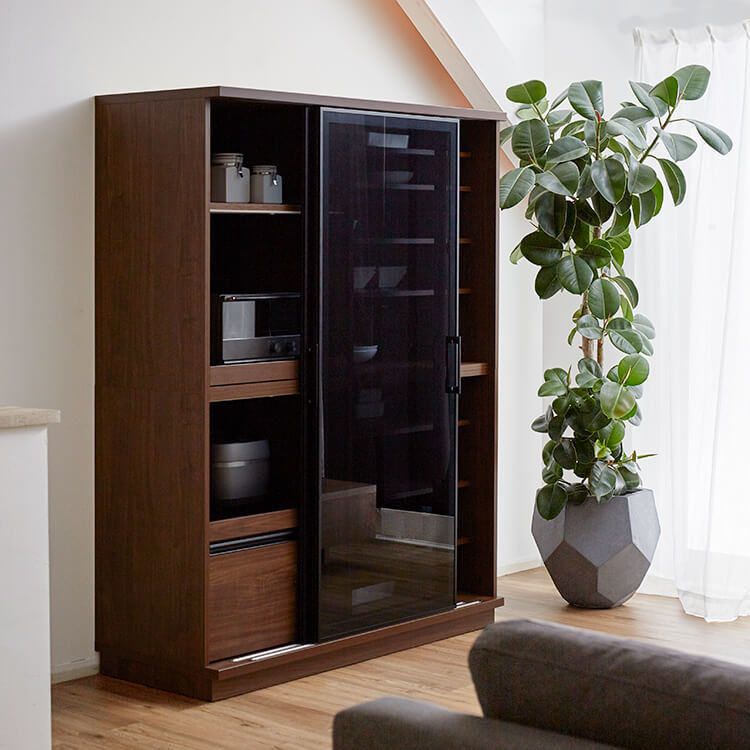 K757 古賀家具 OP フィルミア W122cm ガラス戸 食器棚 K757 古賀家具