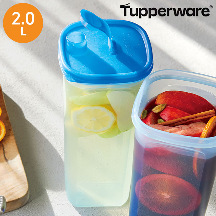 楽天市場】タッパーウェア 冷水筒 2L スクエア スリムライン