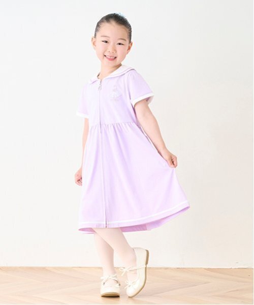 mezzo piano ワンピース 「バレエ」前開きセーラー半袖ワンピース