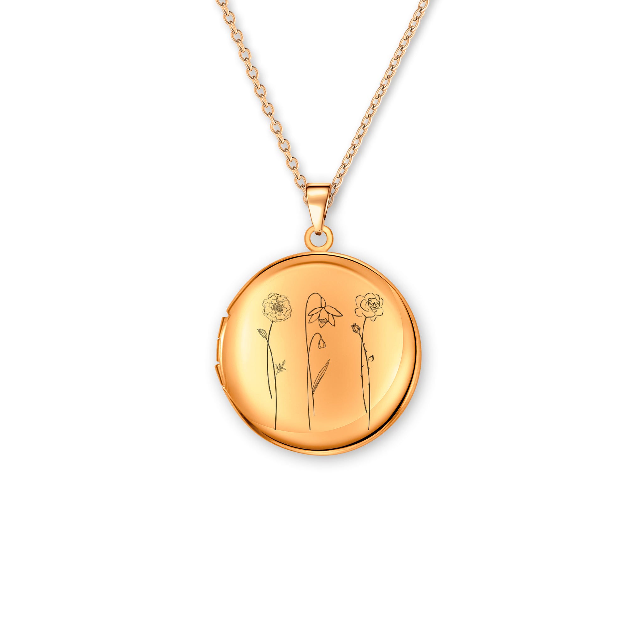 Custom 1-4 Flowers Photo Locket Necklace – Anavia Jewelry & Gift