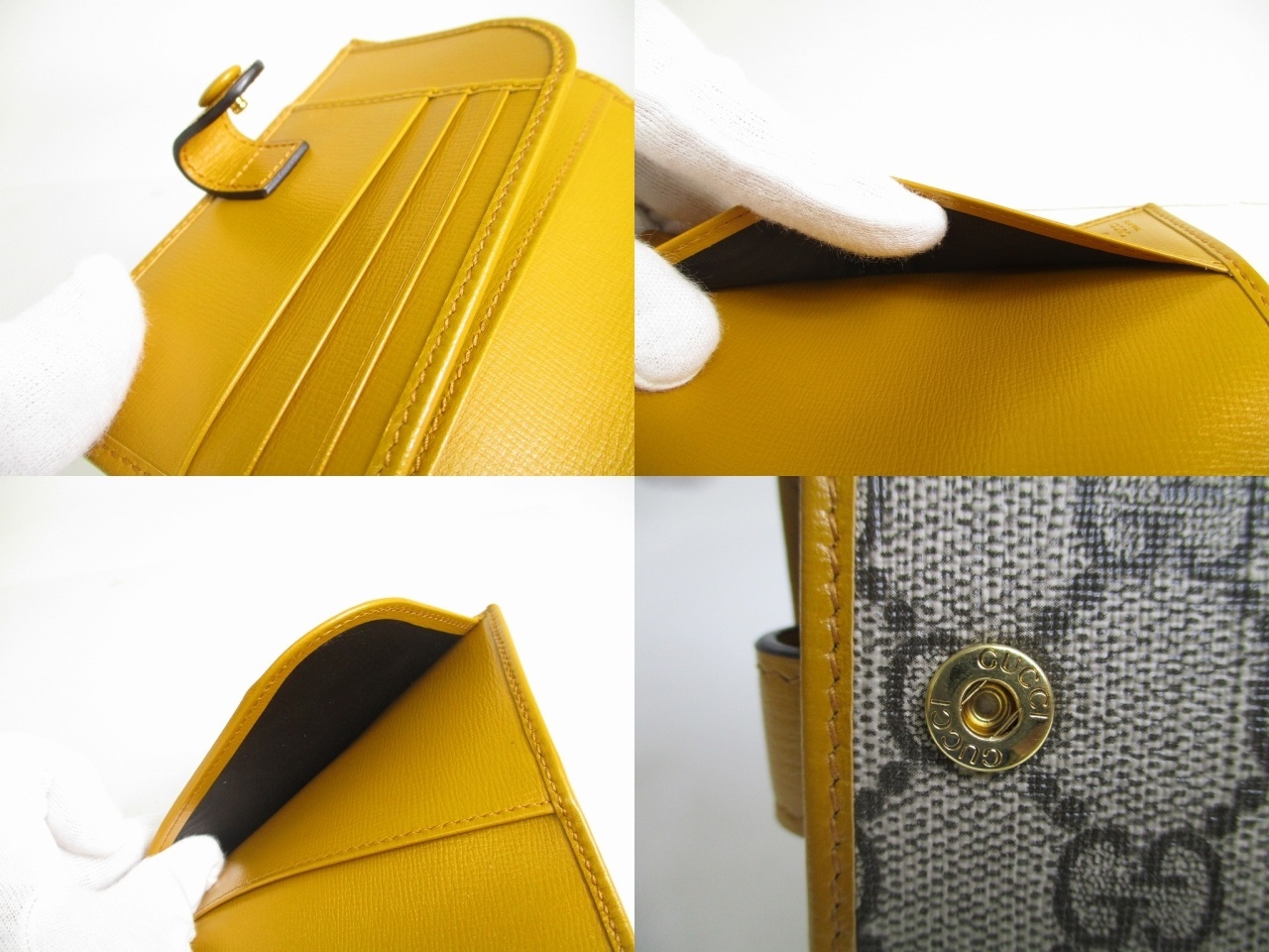 Authentic GUCCI GG Supreme Orchre Leather Passport Holders #a370