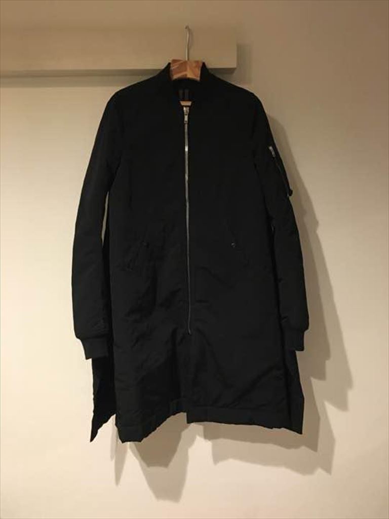 Rick Owens DRKSHDW Long MA-1 Bomber Jacket Coat Women US S Black