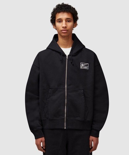 Men's Nike x Stussy Loose Fit Hoodie Pullover Fleece Zip Jacket