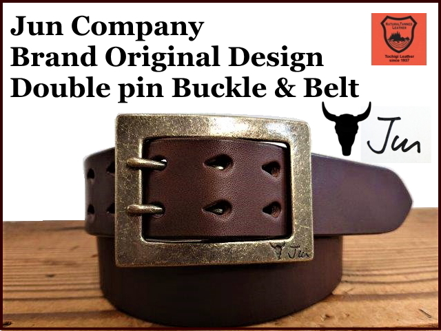 JUN COMPANYオリジナルデザイン ダブルピンバックル付き栃木レザー