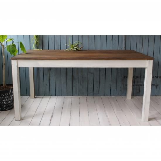 ダイニングテーブル 無垢材 フレンチカントリースタイル 溝入 デスク