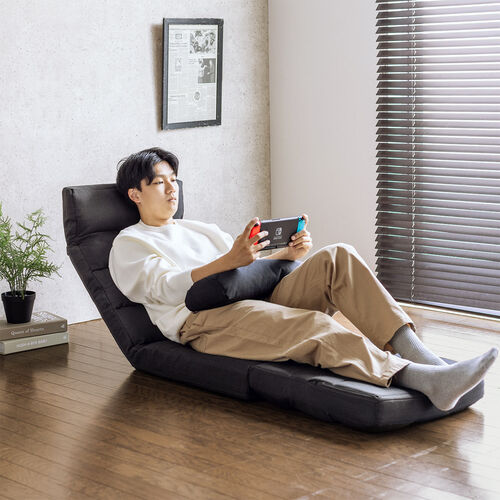 3WAY座椅子 ダブルクッション 14段階リクライニング ブラック 150