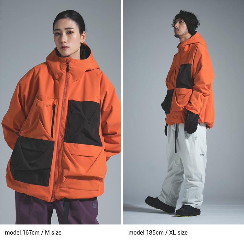 DESCENTE フード付きスキーウェア ボード ジャケット オレンジ L