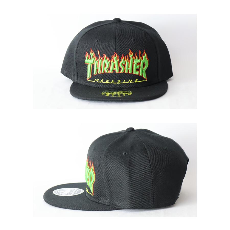 THRASHER（スラッシャー） フレイムロゴ刺繍 キャップ 帽子 フラット