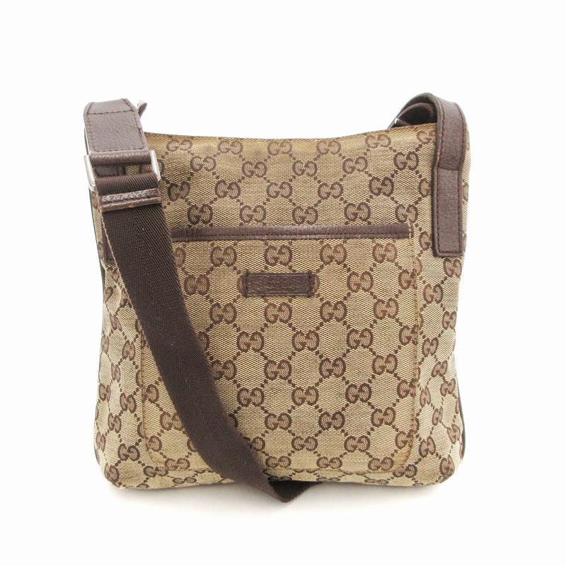 GUCCI（グッチ） ショルダーバッグ 斜めがけ GGキャンバス 茶 ブラウン