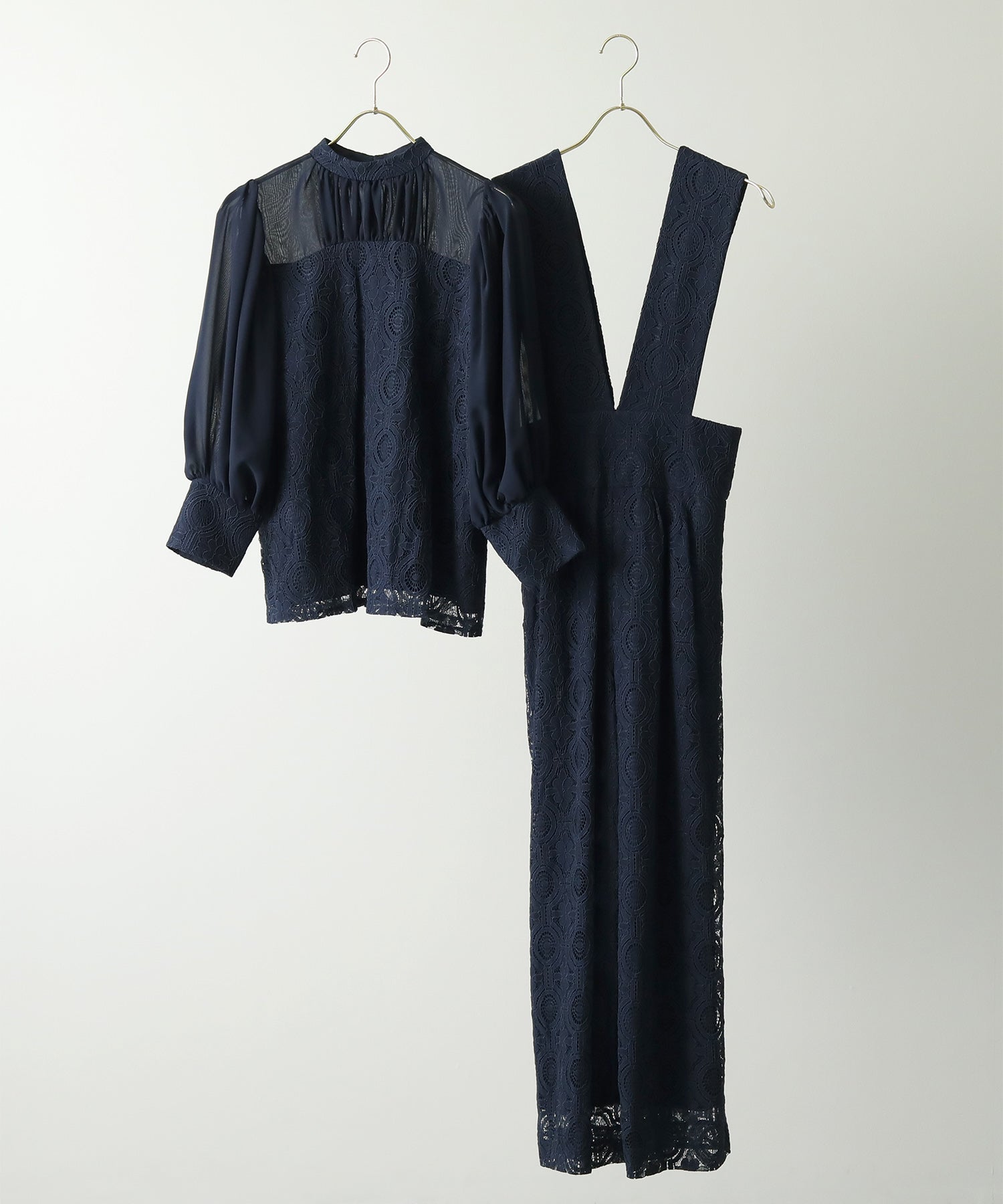 幾何学柄 レース セットアップ パンツ オケージョンドレス