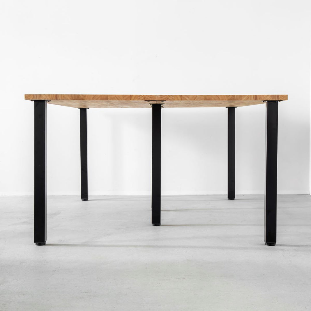 THE TABLE / ラバーウッド ナチュラル × Black Steel × W150 - 200cm