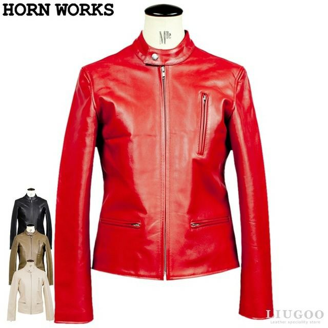 Horn Works 本革 シングルライダースジャケット レディース ホーン