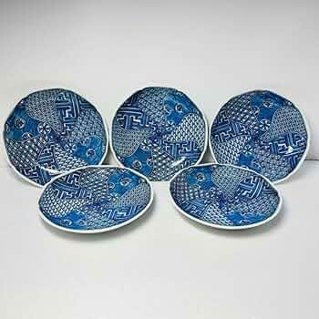 Amazon.co.jp: 有田焼 康峰窯 染付 捻り祥瑞 銘々皿揃 5客 美 : ホーム