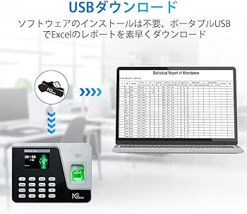 Amazon.co.jp: NGTeco タイムレコーダー 指紋認証 勤怠管理 USBデータ