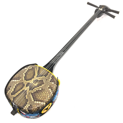 最終 美品 本蛇皮三線、ケース、水牛爪付き 美品本蛇皮