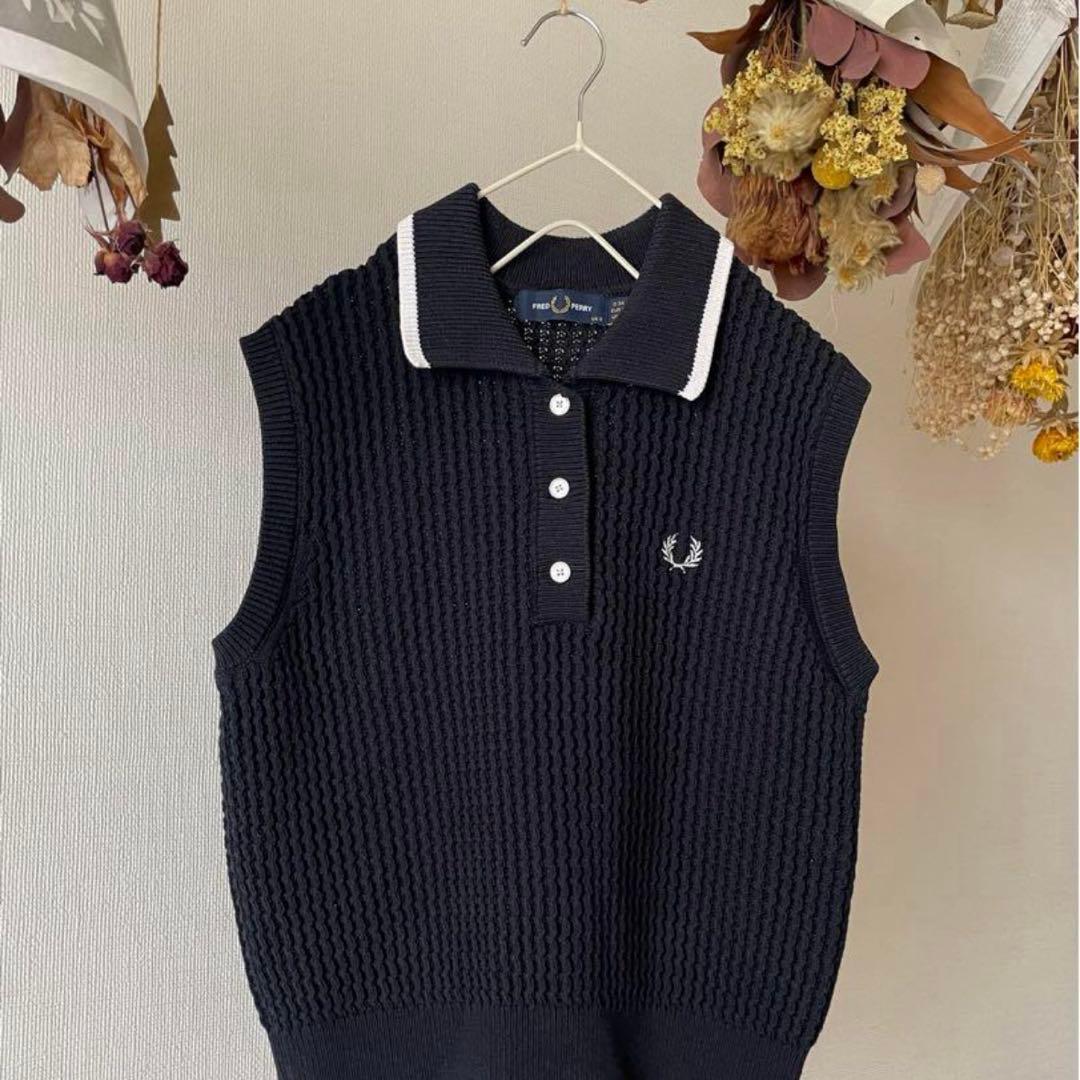 Fred Perry ノースリーブポロシャツ ネイビー FRED PERRY（フレッドペリー） ポロシャツ ポロ Sleeveless Pique