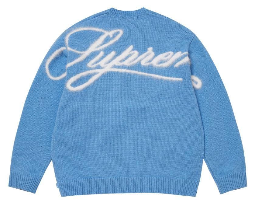 Supreme セーター シュプリーム Script Sweater ブルー S Supreme - Supreme Angora Script Sweaterスクリプトセーター青Mの通販