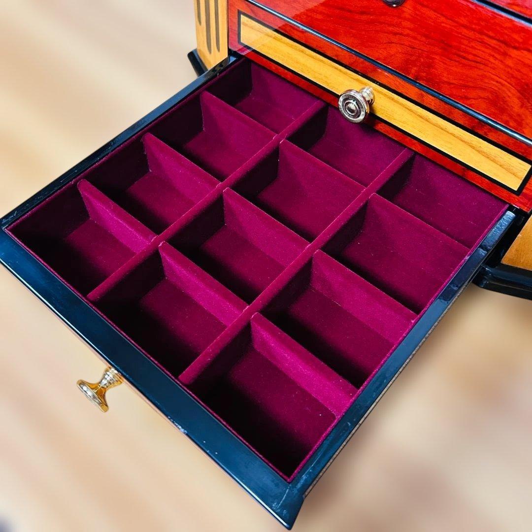 【光沢仕上げ 大型 木製 ジュエリーボックス 42cm 宝石箱